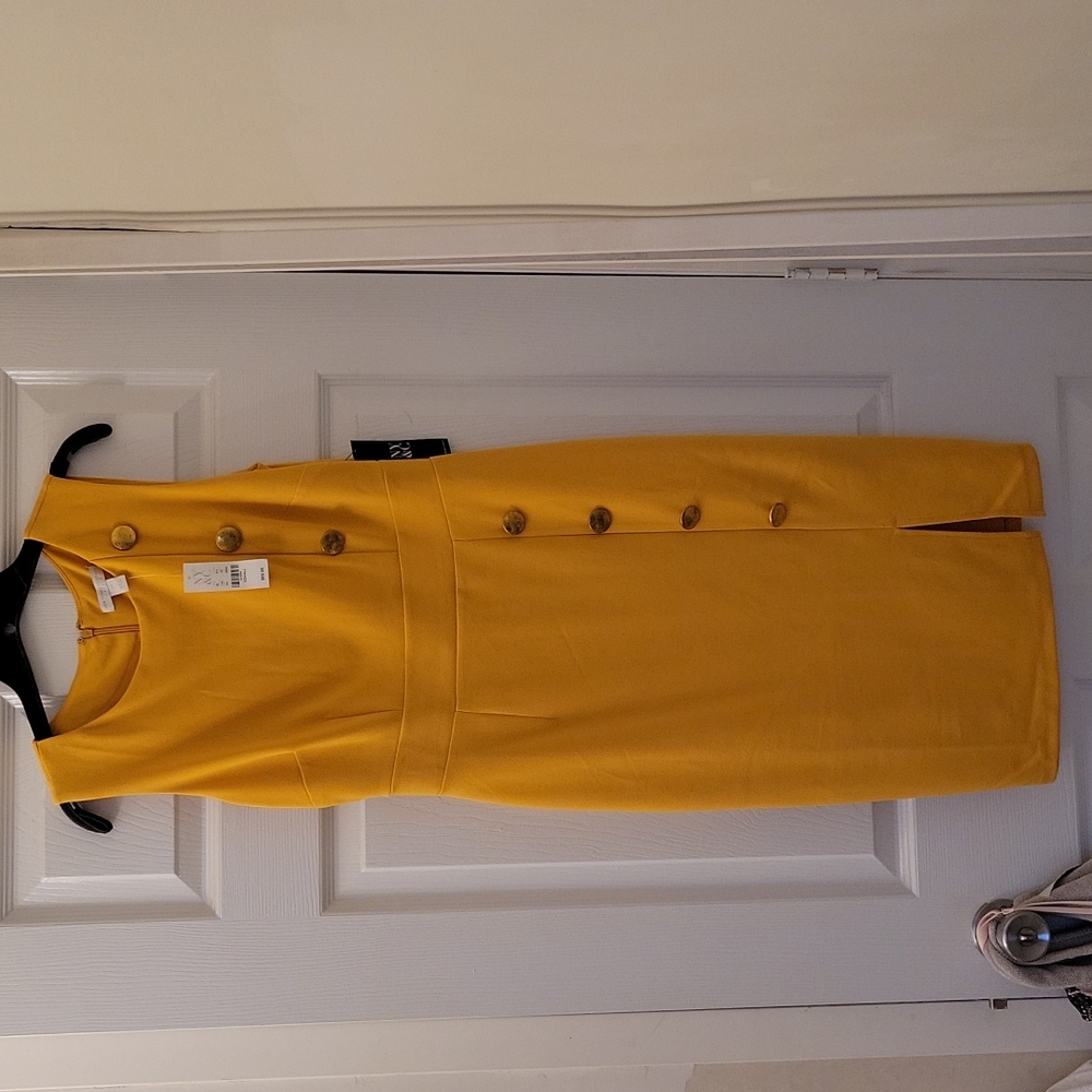 Gold, Sleeveless, Sheath Dress